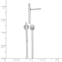 Sterling Silver Rhodium-plated CZ Bar Front and Back Post Earrings view 4