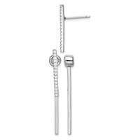 Sterling Silver Rhodium-plated CZ Bar Front and Back Post Earrings view 1