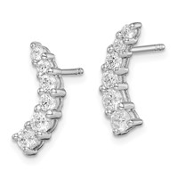 Sterling Silver Rhodium-plated Graduated CZ Curved Post Earrings view 2