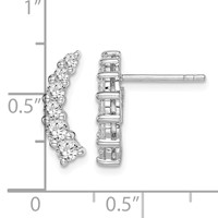Sterling Silver Rhodium-plated Graduated CZ Curved Post Earrings view 4