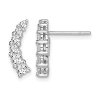 Sterling Silver Rhodium-plated Graduated CZ Curved Post Earrings view 1