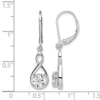 Sterling Silver Rhodium-plated Polished CZ Infinity Leverback Earrings view 2