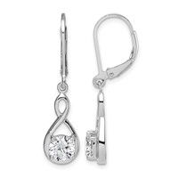 Sterling Silver Rhodium-plated Polished CZ Infinity Leverback Earrings view 1