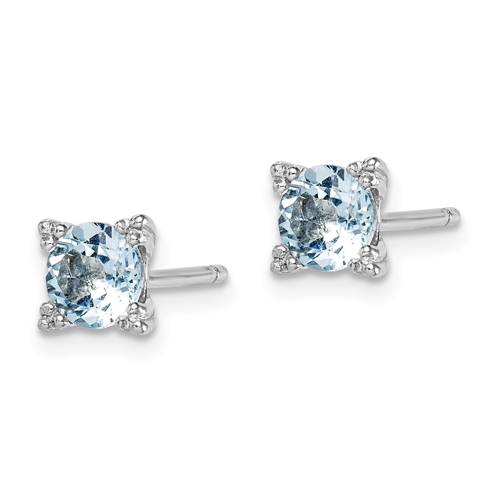 Sterling Silver Rhodium-plated Round 5mm Blue Topaz Post Earrings (QE15230)