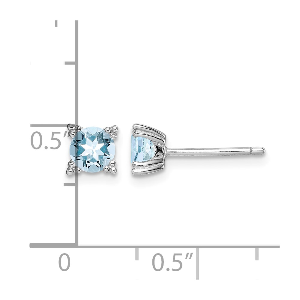Sterling Silver Rhodium-plated Round 5mm Blue Topaz Post Earrings (QE15230)