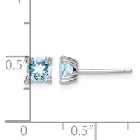 Sterling Silver Rhodium-plated Round 5mm Blue Topaz Post Earrings view 5