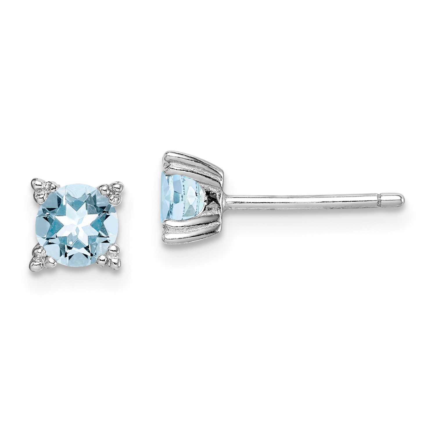 Sterling Silver Rhodium-plated Round 5mm Blue Topaz Post Earrings (QE15230)