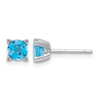 Sterling Silver Rhodium-plated Round 5mm Blue Topaz Post Earrings view 1
