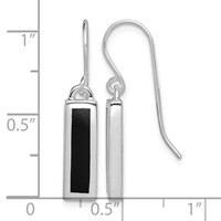 Sterling Silver Rhodium-plated Polished Onyx Bar Dangle Earrings view 4