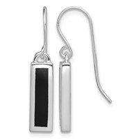 Sterling Silver Rhodium-plated Polished Onyx Bar Dangle Earrings view 1