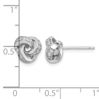 Sterling Silver Rhodium-plated Polished CZ Love Knot Post Earrings view 4