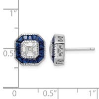 Sterling Silver Rhodium-plated Synthetic Blue Spinel and CZ Earrings view 4