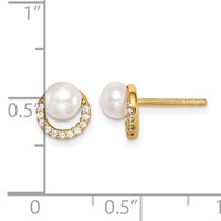Sterling Silver Gold-tone Earrings with FW Cultured Pearl and CZ view 4