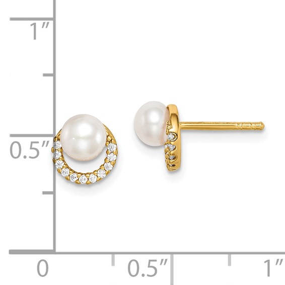 Sterling Silver FWC Round Pearl Post Earrings