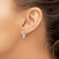 Sterling Silver RH-plated Polished Satin CZ Angel Post Dangle Earrings view 3
