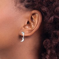 Sterling Silver RH-plated Moon Jackets Earrings with 4mm Ball Post view 3