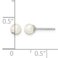Sterling Silver Madi K Rhodium-plated 4-5mm White Round Freshwater Cultured Pearl Post Earrings view 4