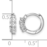Sterling Silver RH-plated 3-stone CZ 2x 11mm Hinged Hoop Earrings view 4