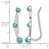 Sterling Silver Rhodium-plated Created Turquoise Ear Climber Earrings view 4