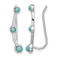 Sterling Silver Rhodium-plated Created Turquoise Ear Climber Earrings view 1