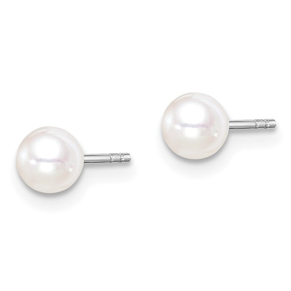"Sterling Silver Madi K Rhodium-plated 4-5mm White, Pink and Purple Round Freshwater Cultured Pearl Set of 3 Earrings"