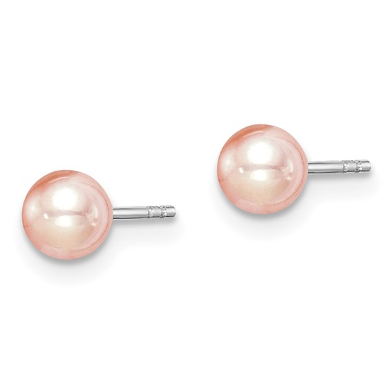 "Sterling Silver Madi K Rhodium-plated 4-5mm White, Pink and Purple Round Freshwater Cultured Pearl Set of 3 Earrings"