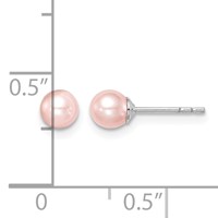 Sterling Silver Madi K Rhodium-plated 4-5mm Pink Round Freshwater Cultured Pearl Post Earrings view 4