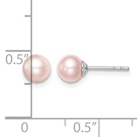 Sterling Silver Madi K Rhodium-plated 5-6mm Pink Round Freshwater Cultured Pearl Post Earrings view 4