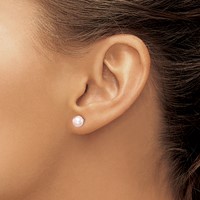 Sterling Silver Madi K Rhodium-plated 6-7mm Pink Round Freshwater Cultured Pearl Post Earrings view 3