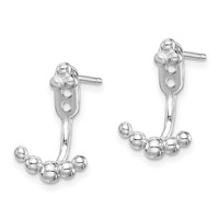 Sterling Silver RH-plated Beaded Dangle Jackets Earrings with 3-Bead view 2