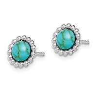 Sterling Silver Rhodium-plated Created Turquoise Post Earrings view 2