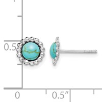 Sterling Silver Rhodium-plated Created Turquoise Post Earrings view 4