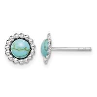Sterling Silver Rhodium-plated Created Turquoise Post Earrings view 1