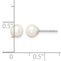 Sterling Silver Madi K Rhodium-plated 5-6mm White Round Freshwater Cultured Pearl Post Earrings view 4