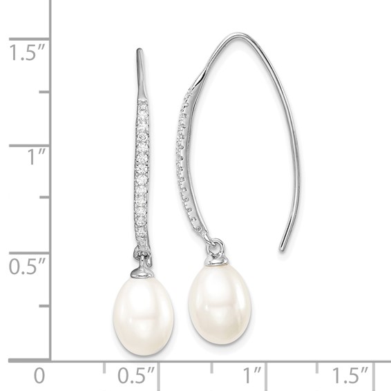 Sterling Silver FWC Pearl & CZ Threader Earrings