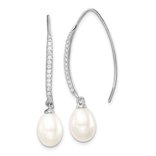 Sterling Silver FWC Pearl & CZ Threader Earrings