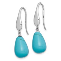 Sterling Silver RH-plated Imitation Turquoise Teardrop Dangle Earrings view 2