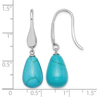 Sterling Silver RH-plated Imitation Turquoise Teardrop Dangle Earrings view 4
