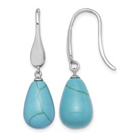 Sterling Silver RH-plated Imitation Turquoise Teardrop Dangle Earrings view 1