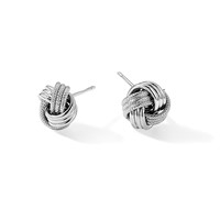 Sterling Silver Rhodium-plated Textured Love Knot Post Earrings view 5