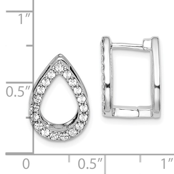 Sterling Silver RH-plated Purple Enamel Crystal Hinged Earrings