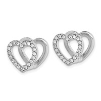 Sterling Silver RH Reversible Red Enamel & Crystal Hinged Heart Earrings view 2