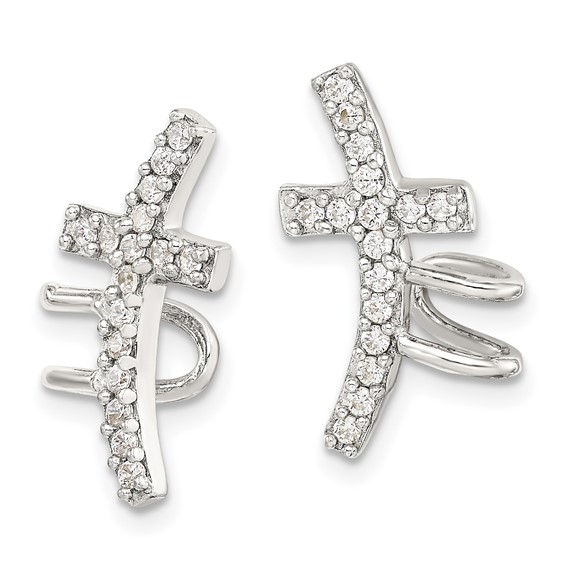 Sterling Silver CZ Cuff Earrings