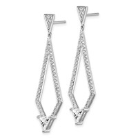 Sterling Shimmer Sterling Silver Rhodium-plated 94 Stone CZ Diamond Shaped Post Dangle Earrings view 2