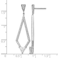 Sterling Shimmer Sterling Silver Rhodium-plated 94 Stone CZ Diamond Shaped Post Dangle Earrings view 4