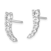 Sterling Shimmer Sterling Silver Rhodium-plated 12 Stone CZ Post Dangle Earrings view 2