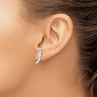 Sterling Shimmer Sterling Silver Rhodium-plated 12 Stone CZ Post Dangle Earrings view 3
