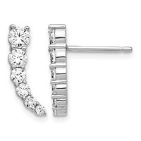 Sterling Shimmer Sterling Silver Rhodium-plated 12 Stone CZ Post Dangle Earrings view 1