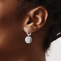 Sterling Shimmer Sterling Silver Rhodium-plated 300 Stone CZ Sphere Dangle Hinged Post Earrings view 3