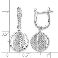 Sterling Shimmer Sterling Silver Rhodium-plated 300 Stone CZ Sphere Dangle Hinged Post Earrings view 4